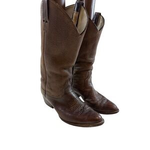 Vintage Larry Mahan Cowboy Boots Men's Brown Leather Western Made in Texas 8